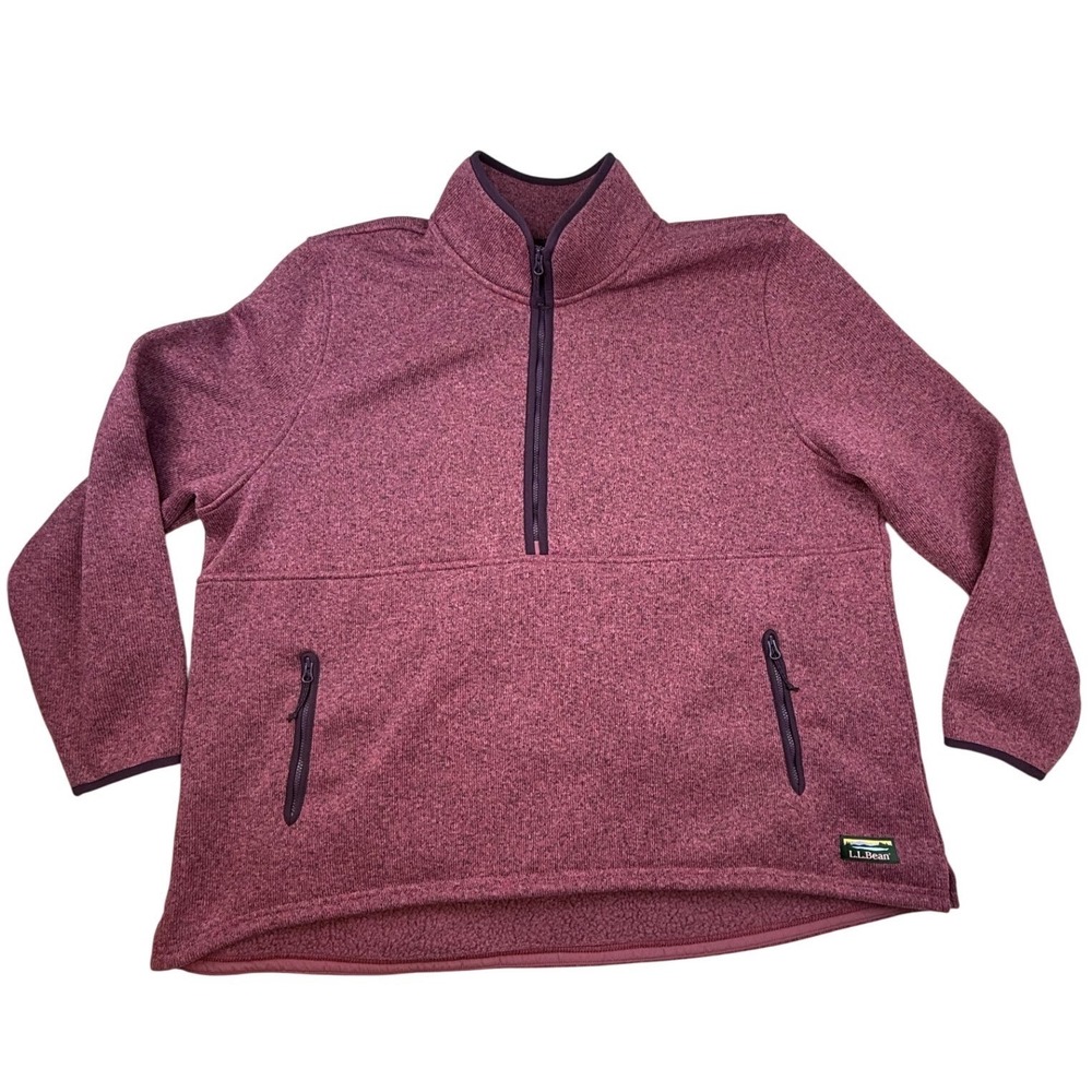 LL Bean Womens 2X Plus Sweater Fleece Quarter Zip Pullover Berry gorpcore cozy - Picture 4 of 10